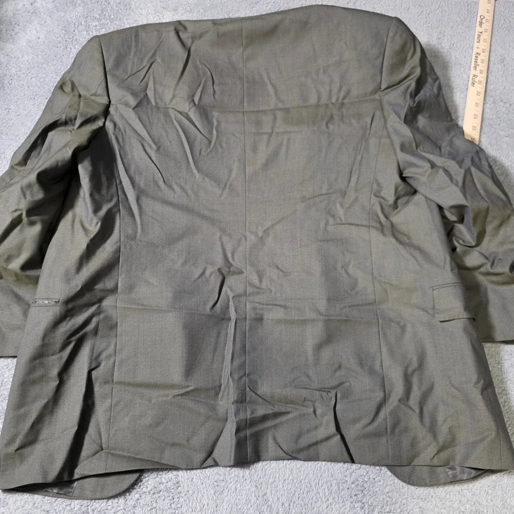 Dillard's Mens 36W 31L 2-Piece Suit Olive Green Pleated Cuffed Wool Blend Classc